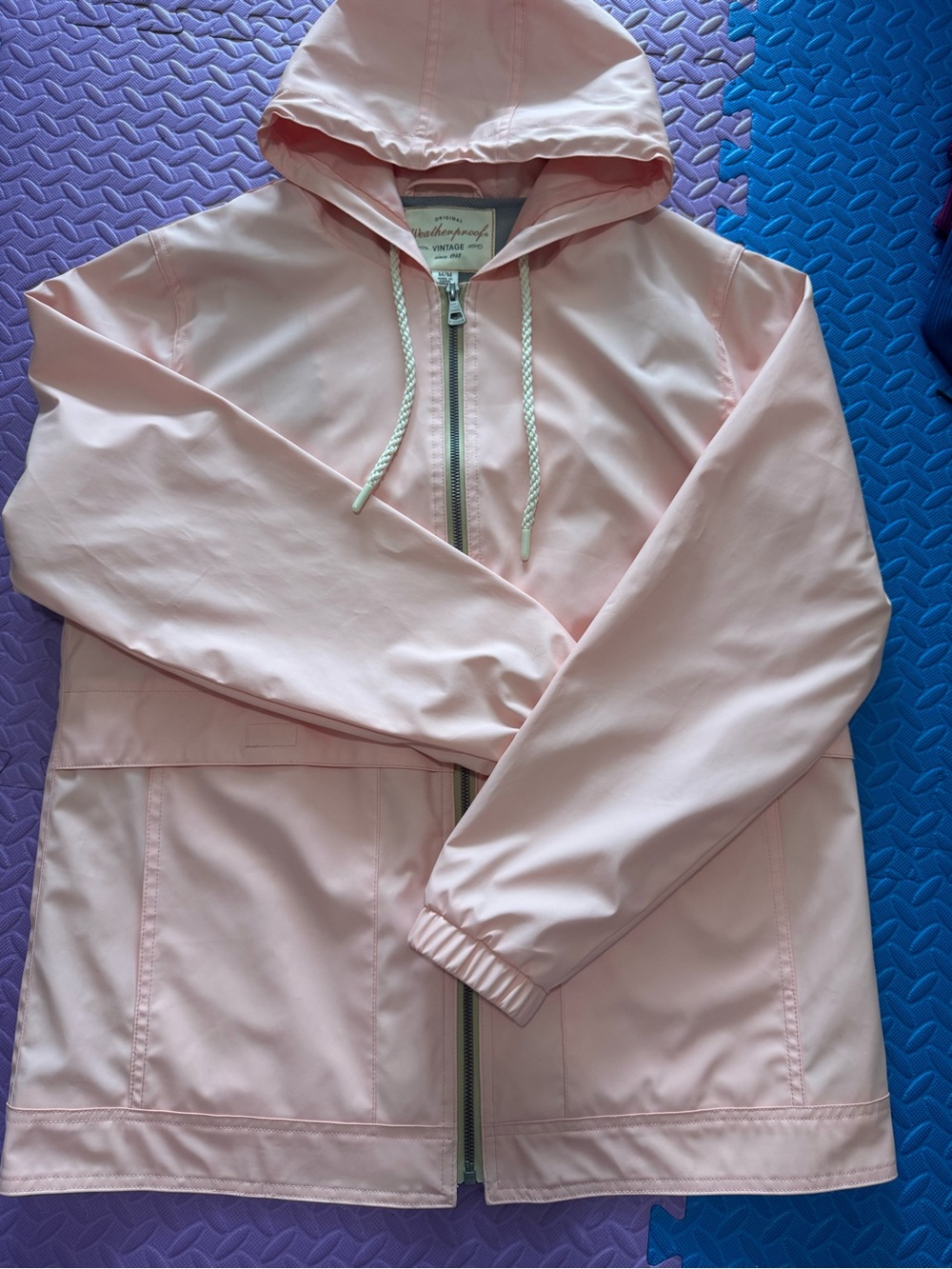 Raincoat Weatherproof Vintage Light Pink Hooded Shell Jacket